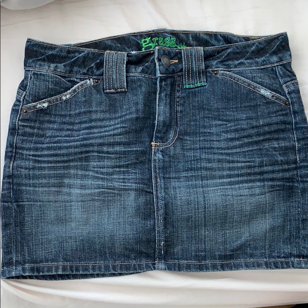 Grass jean skirt